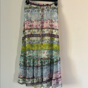 Boho flowy Jeff Gallano Paris Floral Multicolor Maxi Skirt 2